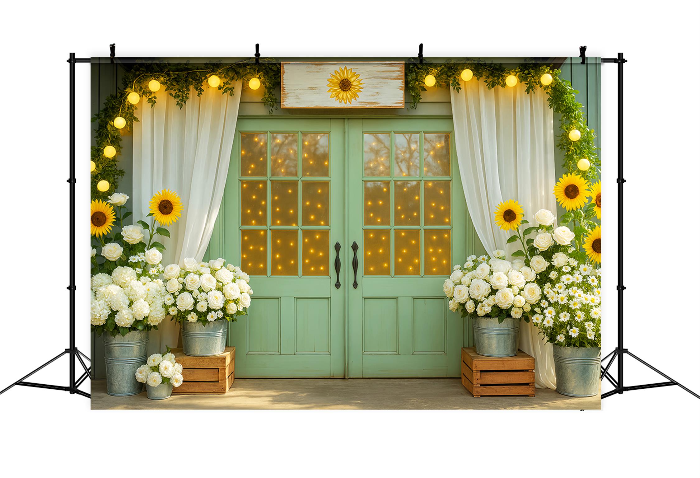 Fall Backdrop Sunflower Glow Doorway Decor Fall Photography Backdrops LXX59-264