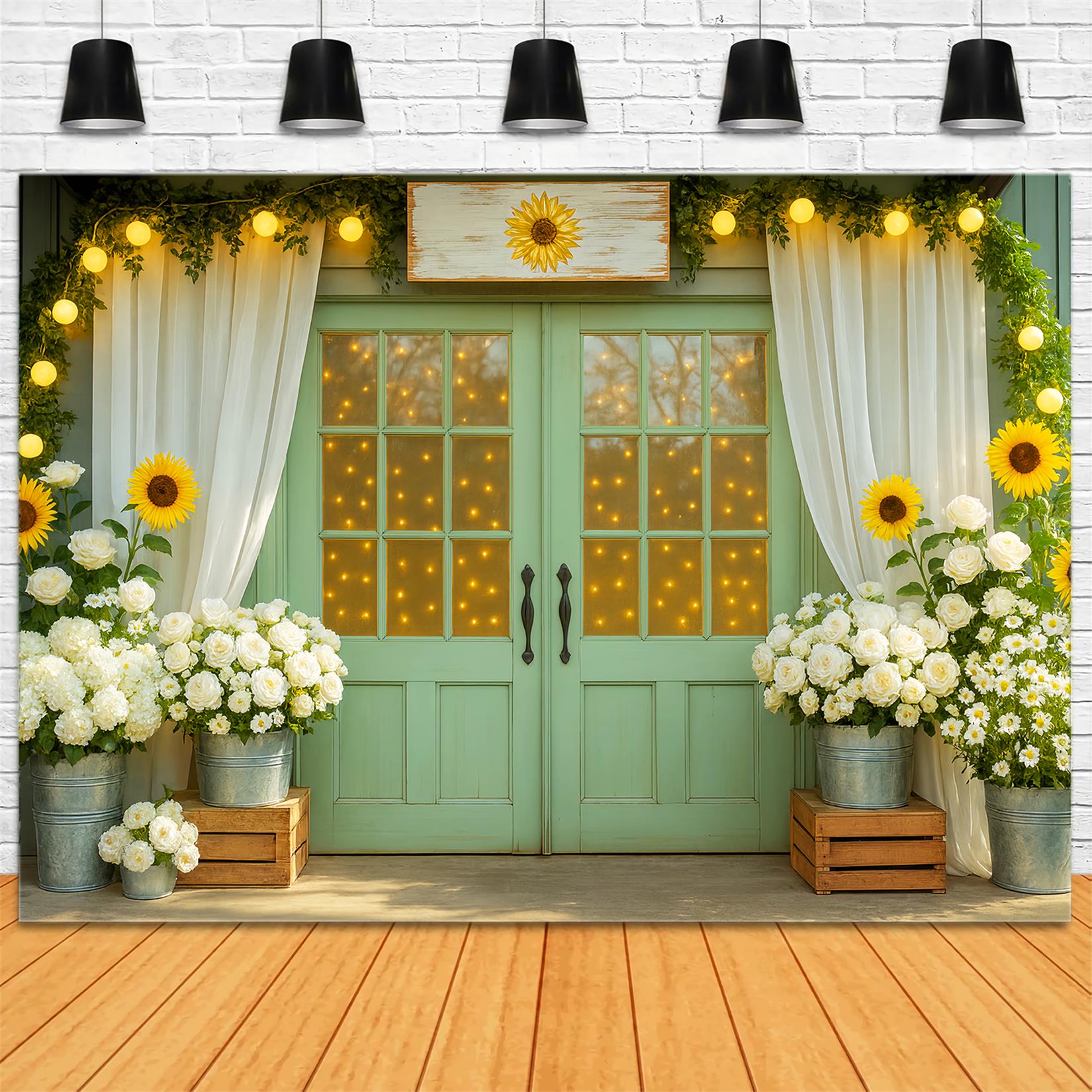 Fall Backdrop Sunflower Glow Doorway Decor Fall Photography Backdrops LXX59-264