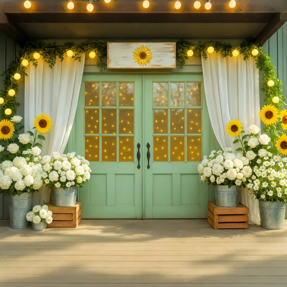 Fall Backdrop Sunflower Glow Doorway Decor Fall Photography Backdrops LXX59-264