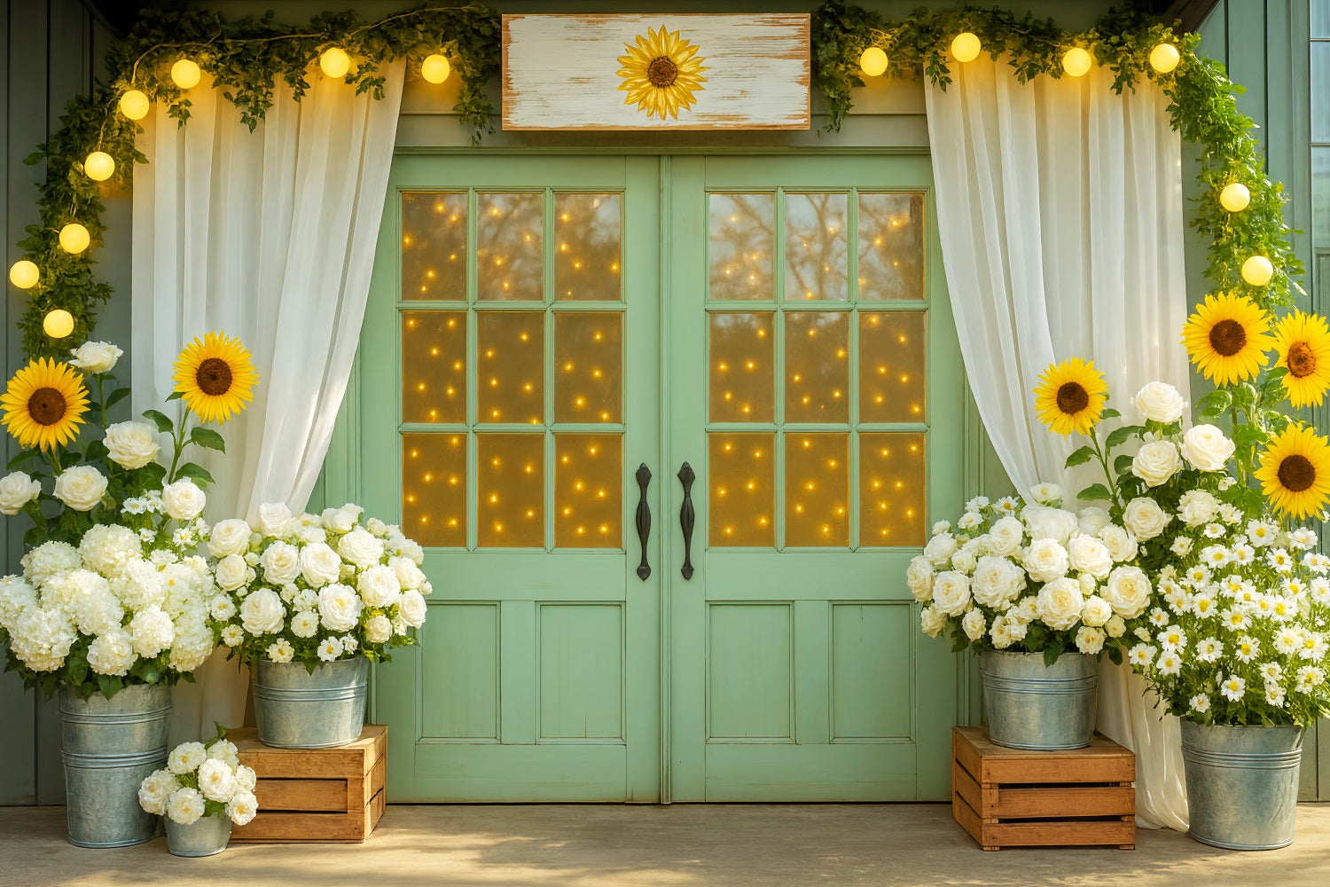 Fall Backdrop Sunflower Glow Doorway Decor Fall Photography Backdrops LXX59-264