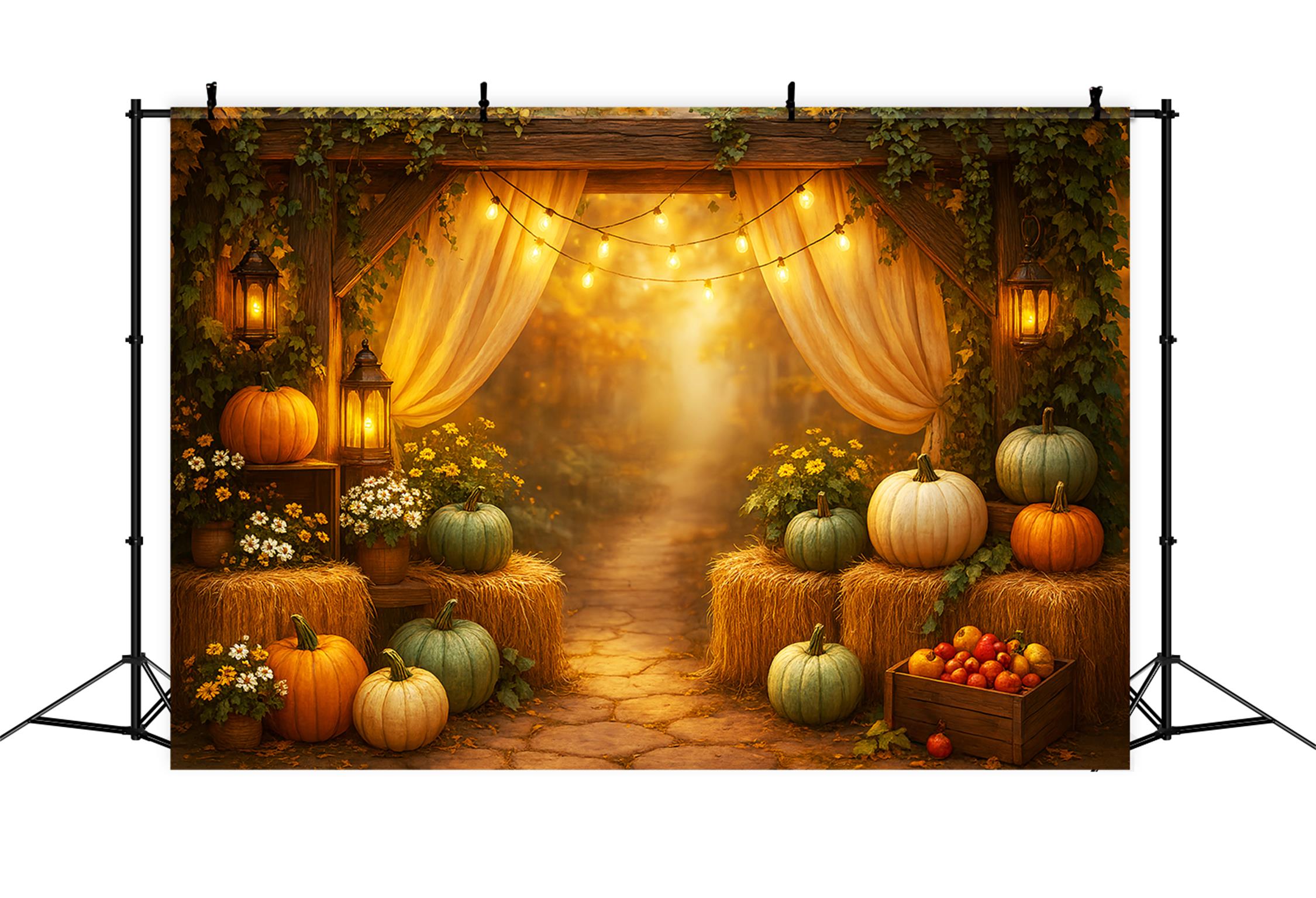 Fall Backdrop Rustic Pumpkin Patch Arrangement Fall Backdrop For Photos LXX59-267