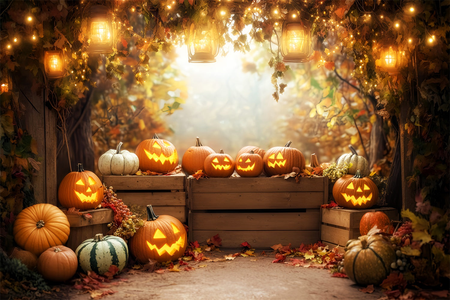 Fall Backdrop Autumn Harvest Market Stall Fall Photoshoot Backdrop LXX59-268