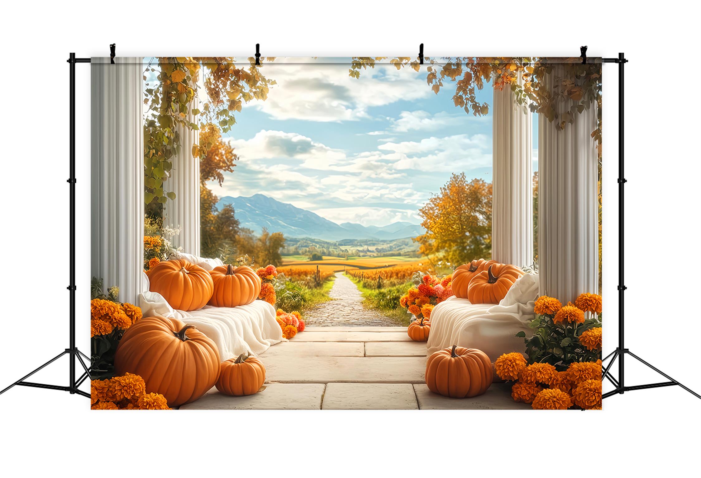 Rustic Backdrop Mountain View Fall Decor Autumn Backdrop for Pictures LXX59-277