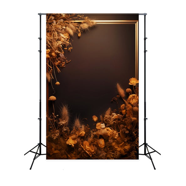 Abstract Backdrop Golden Frame Withered Florals Dance Backdrops LXX59-28