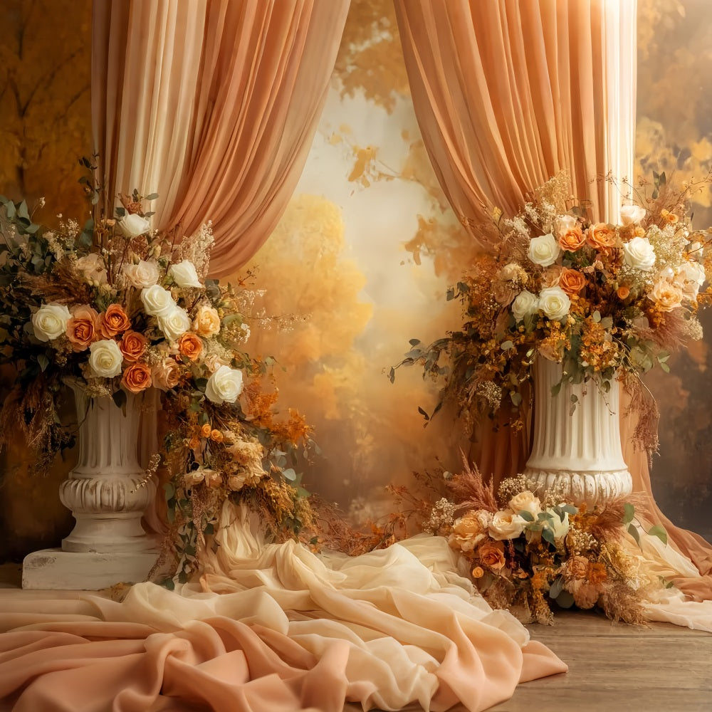 Fall Backdrop Vintage Floral Fall Archway Display Fall Backdrop for Photos LXX59-282