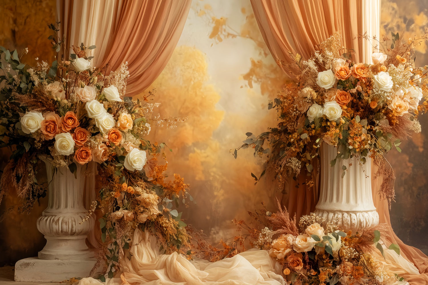 Fall Backdrop Vintage Floral Fall Archway Display Fall Backdrop for Photos LXX59-282