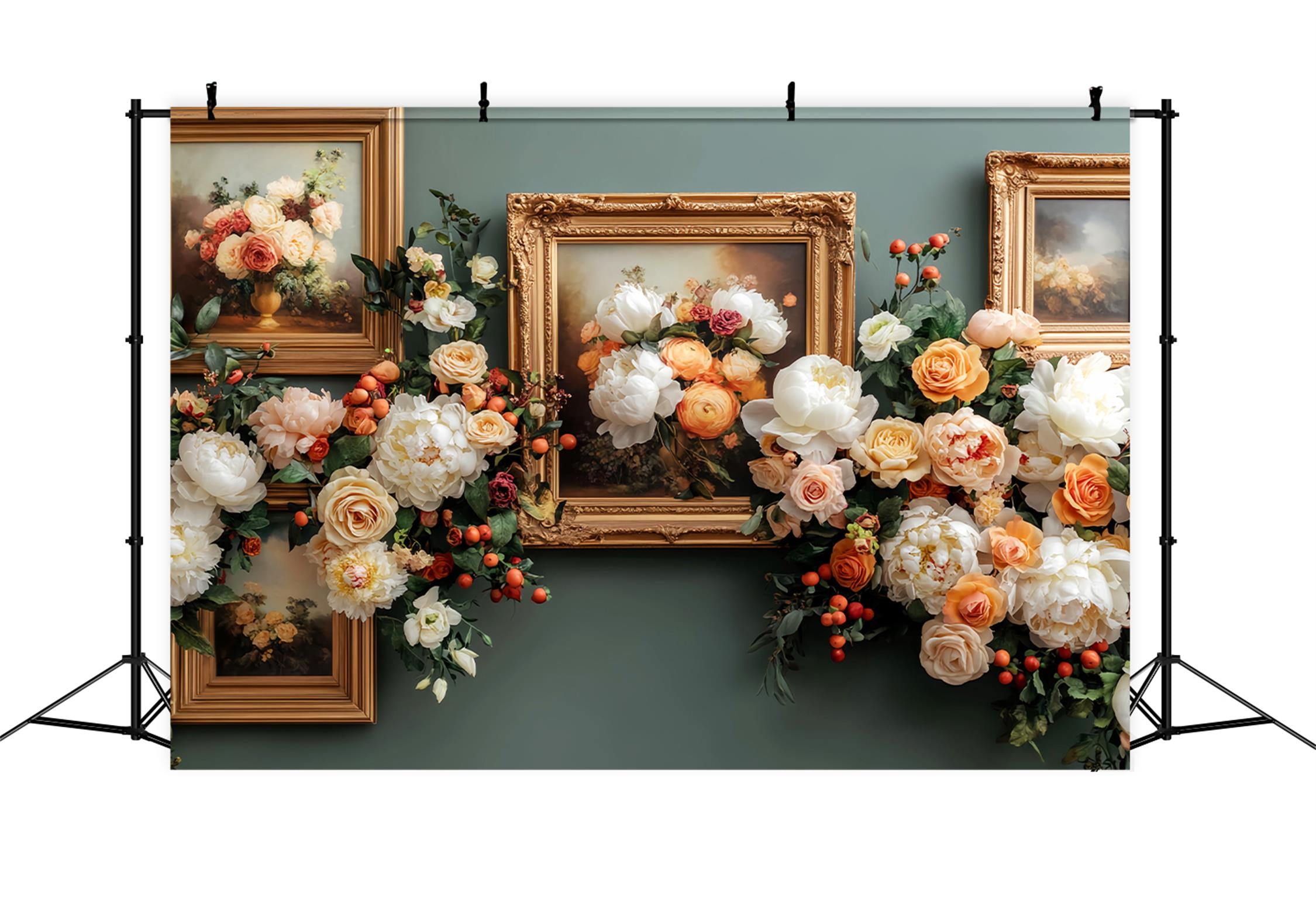 Fall Floral Backdrop Vintage Flower Art Frames Autumn Photo Backdrops LXX59-286