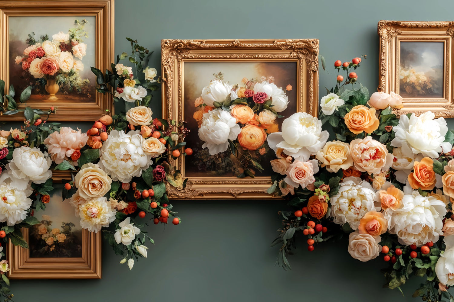 Fall Floral Backdrop Vintage Flower Art Frames Autumn Photo Backdrops LXX59-286