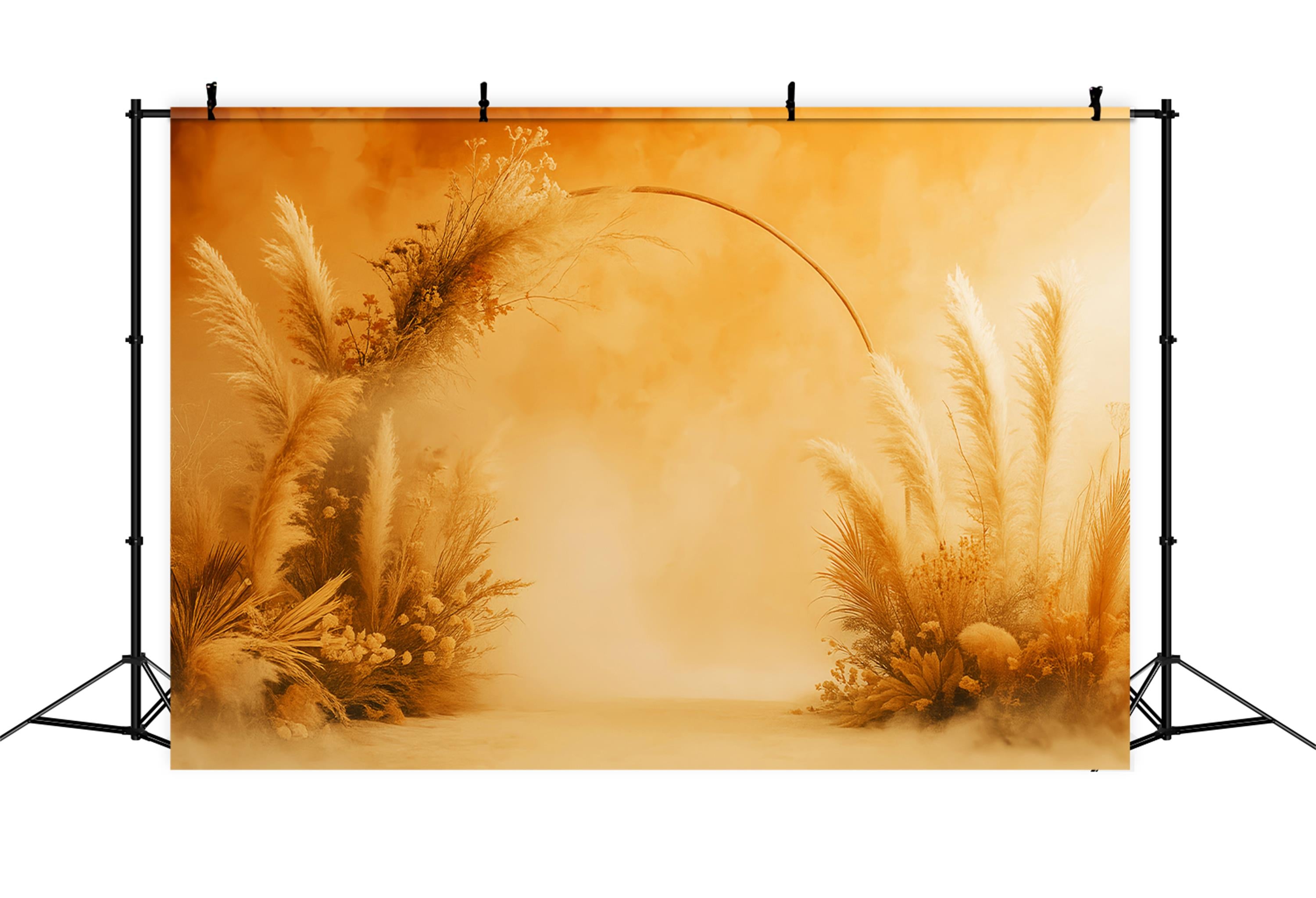 Boho Backdrop Golden Pampas Grass Archway Fall Backdrop for Pictures LXX59-293