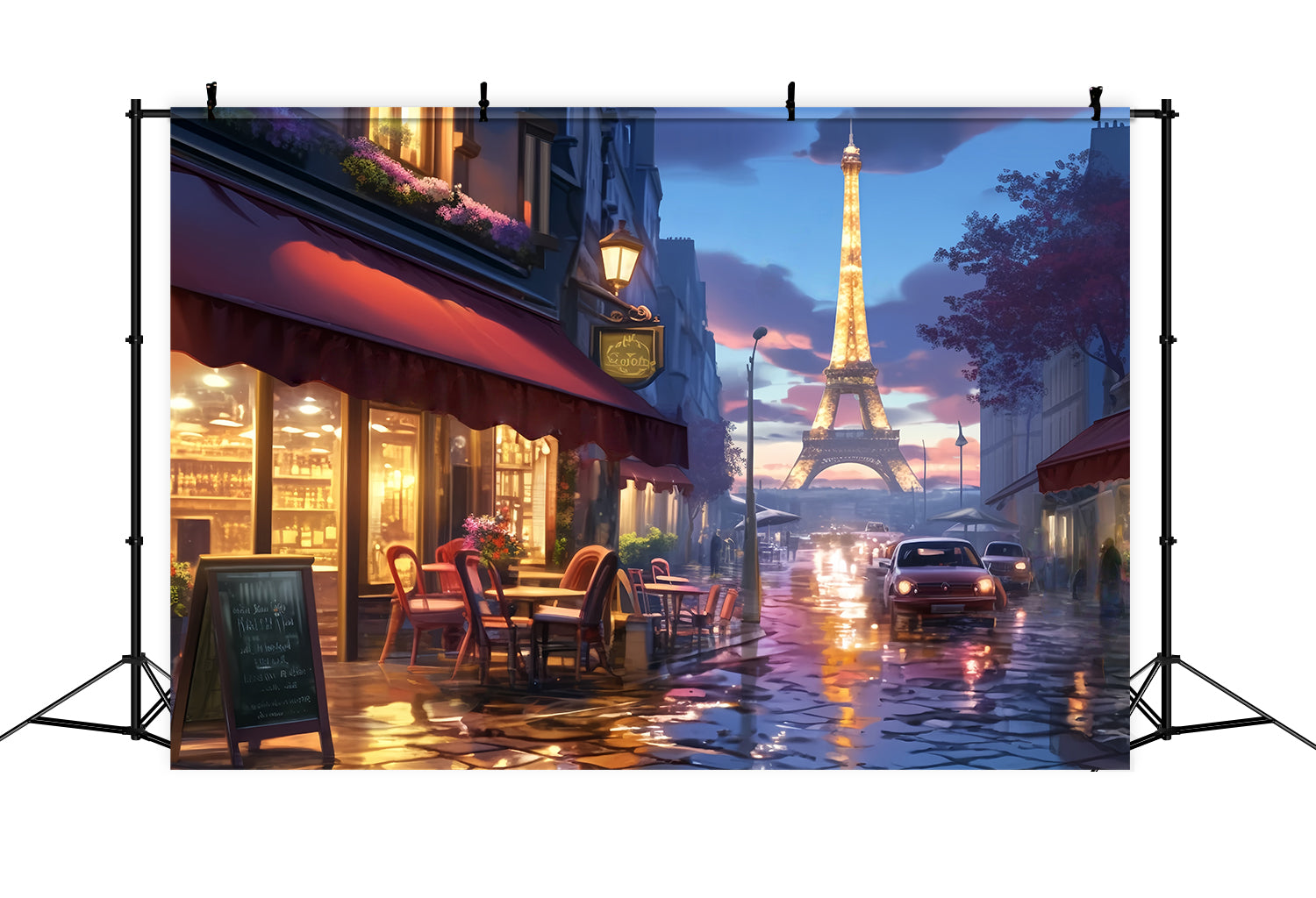 Paris Backdrop Paris Street Cafe Lights A Night in Paris Backdrop LXX59-31
