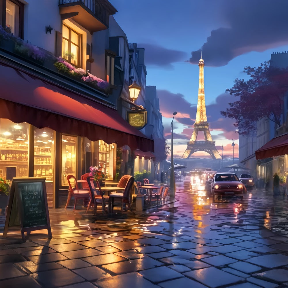 Paris Backdrop Paris Street Cafe Lights A Night in Paris Backdrop LXX59-31