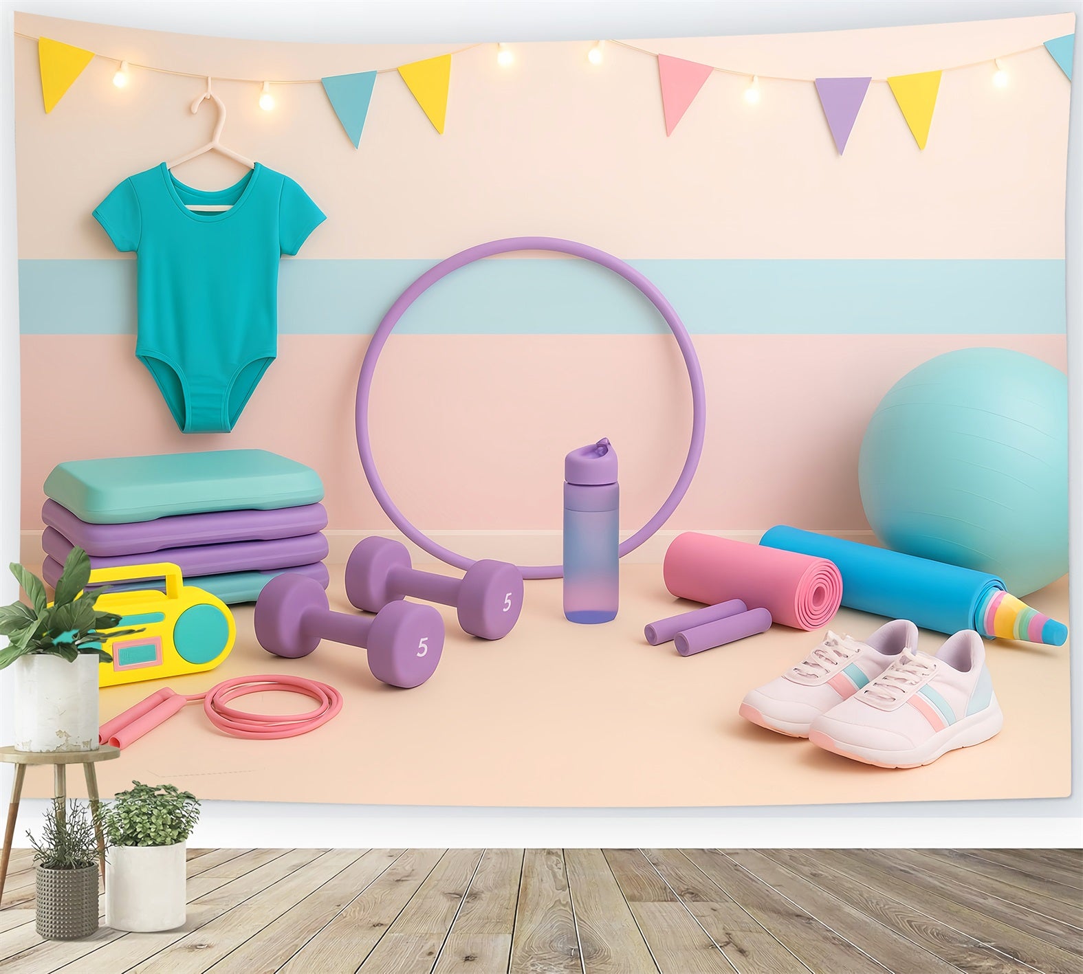 Sports Backdrop Colorful Gymnastics Fitness Props Sports Backdrops for Photography LXX59-315