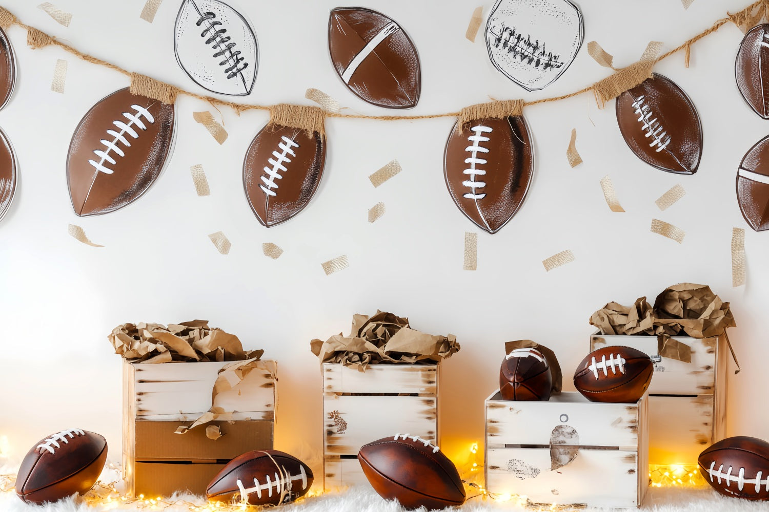 Sports Backdrop Football Garland Boxes Decor Football Backdrop LXX59-317