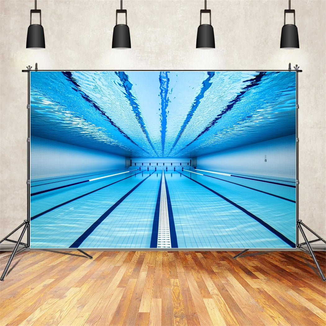 Sports Backdrop Blue Underwater Swimming Lanes Sports Backdrops LXX59-319