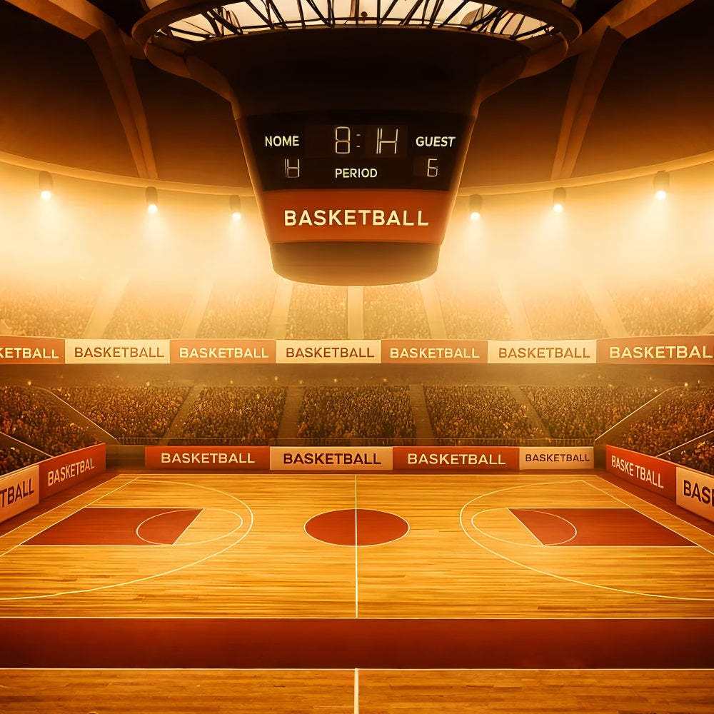Basketball Backdrops Golden Glow Basketball Arena Sports Backdrop LXX59-327