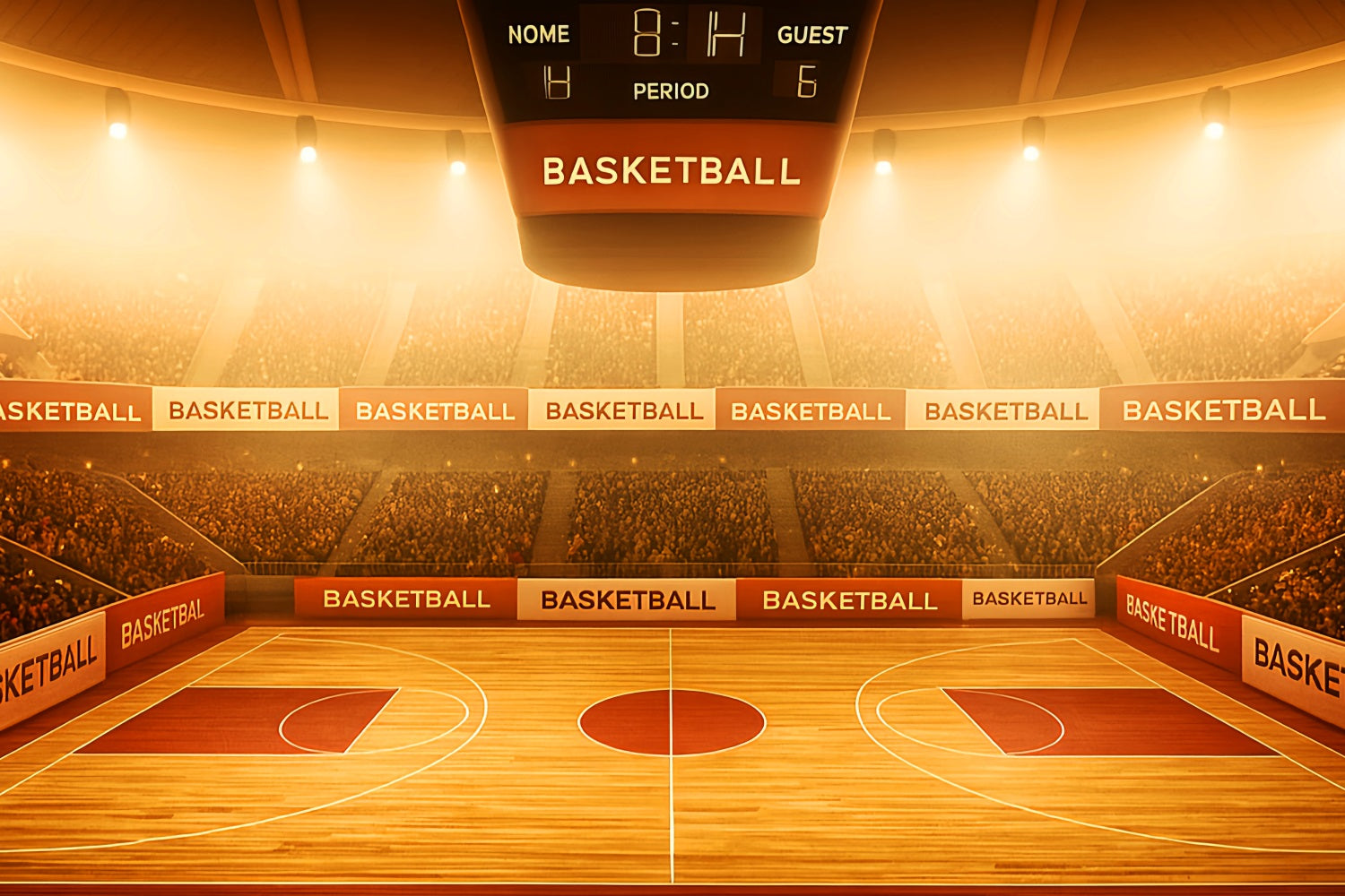 Basketball Backdrops Golden Glow Basketball Arena Sports Backdrop LXX59-327