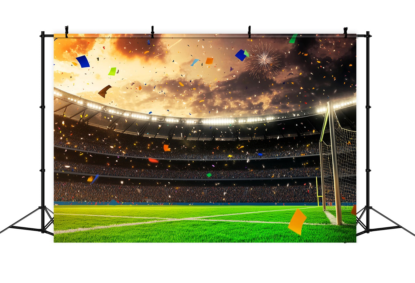 Soccer Backdrops Stadium Celebration Confetti Fireworks Football Stadium Backdrop LXX59-328