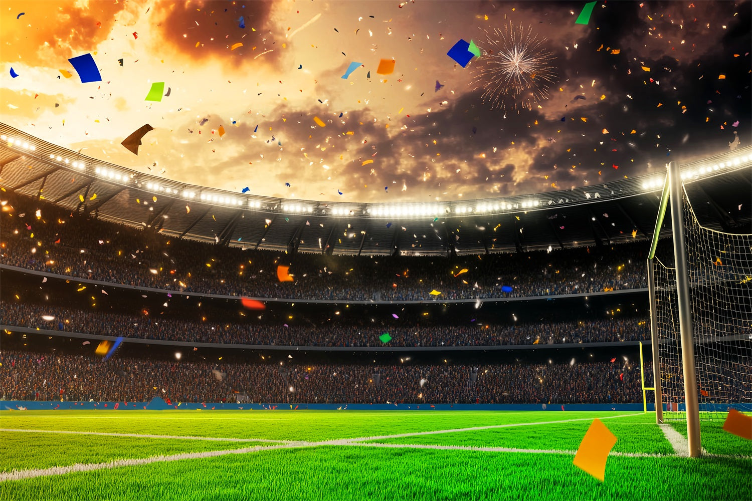 Soccer Backdrops Stadium Celebration Confetti Fireworks Football Stadium Backdrop LXX59-328