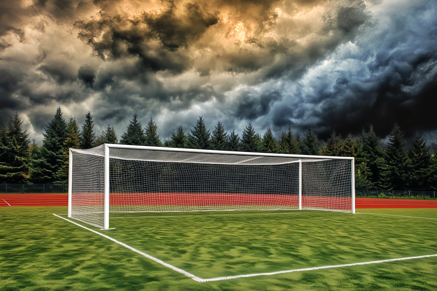 Soccer Backdrops Stormy Sky Soccer Goal Football Field Backdrop LXX59-332