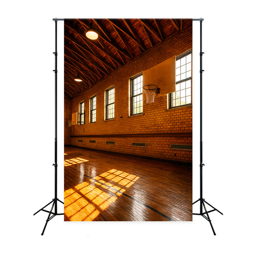 Basketball Backdrops Vintage Brick Basketball Court Sports Backdrops LXX59-335