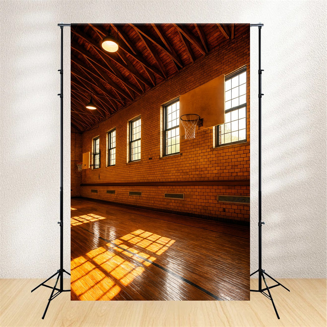 Basketball Backdrops Vintage Brick Basketball Court Sports Backdrops LXX59-335