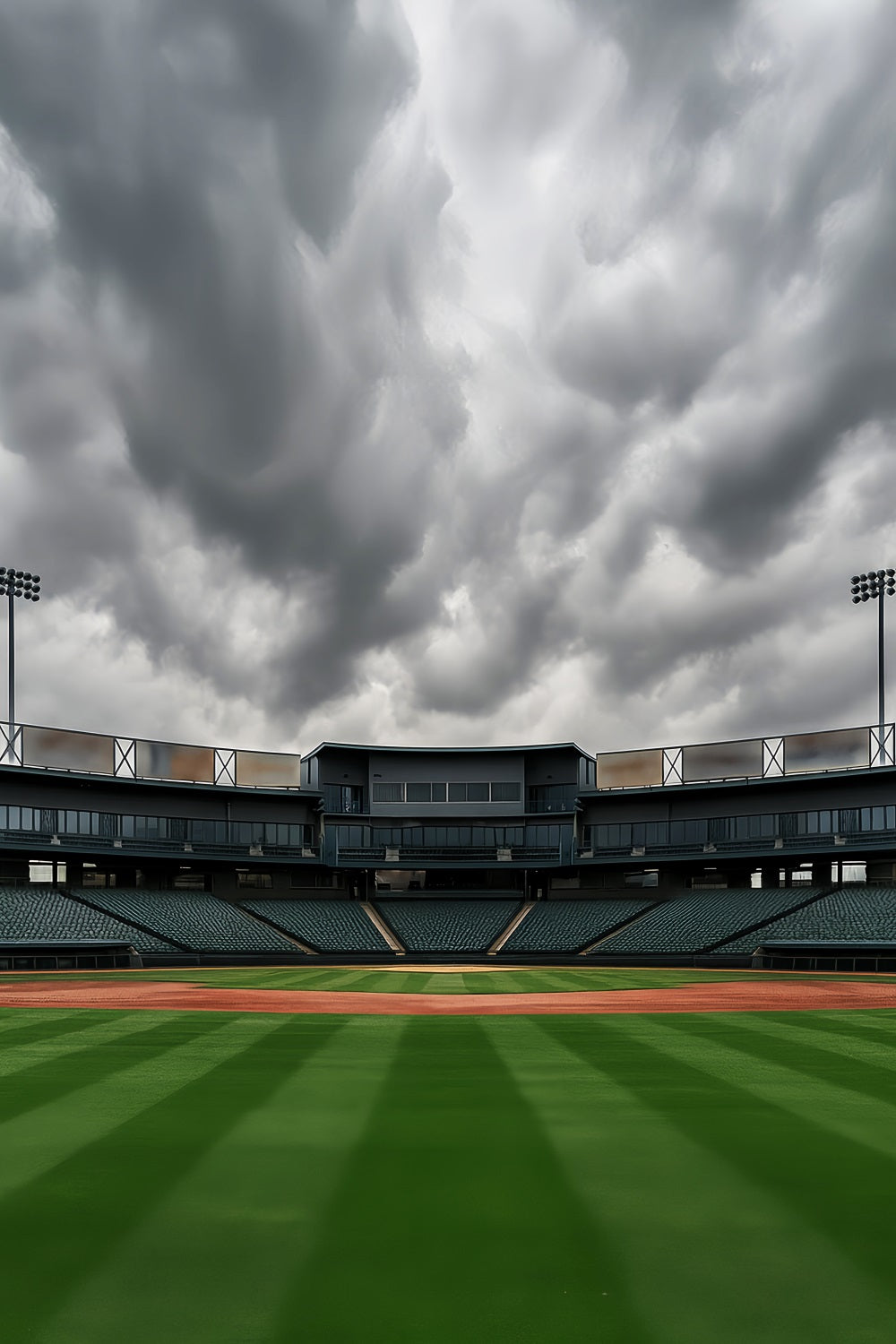 Sports Backdrop Empty Baseball Stadium Clouds Baseball Backdrop LXX59-338