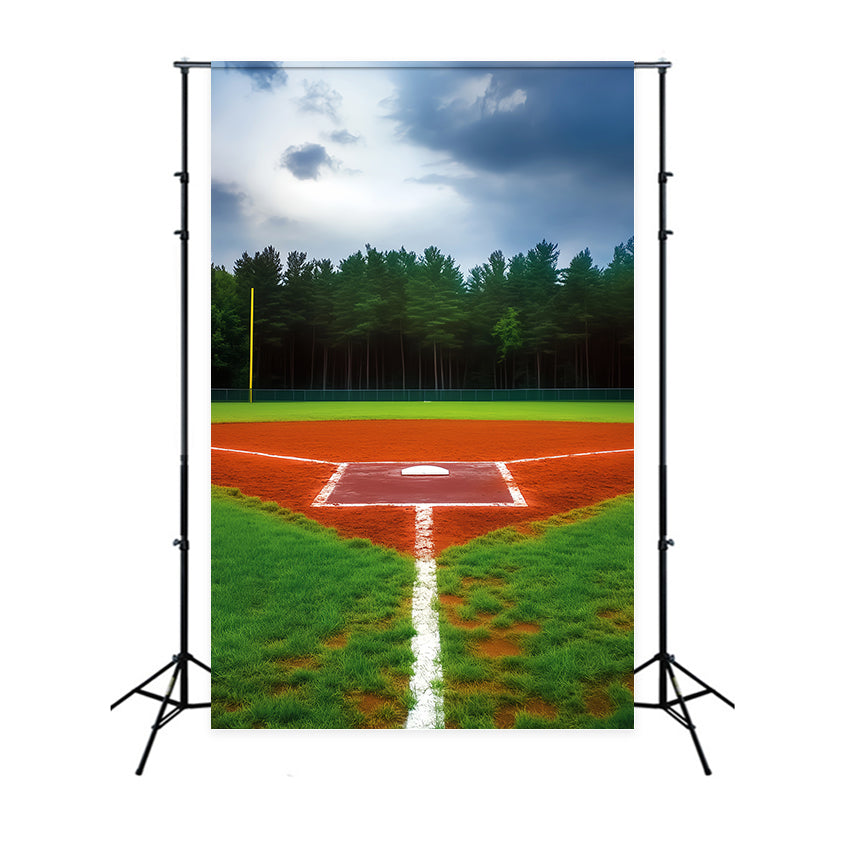 Sports Backdrop Forest Edge Baseball Diamond Baseball Field Backdrop LXX59-341