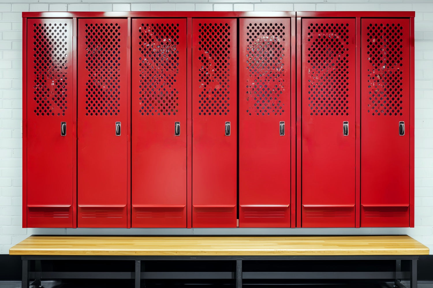 Sports Backdrop Red Locker Room Bench Sports Backdrops for Photography LXX59-347
