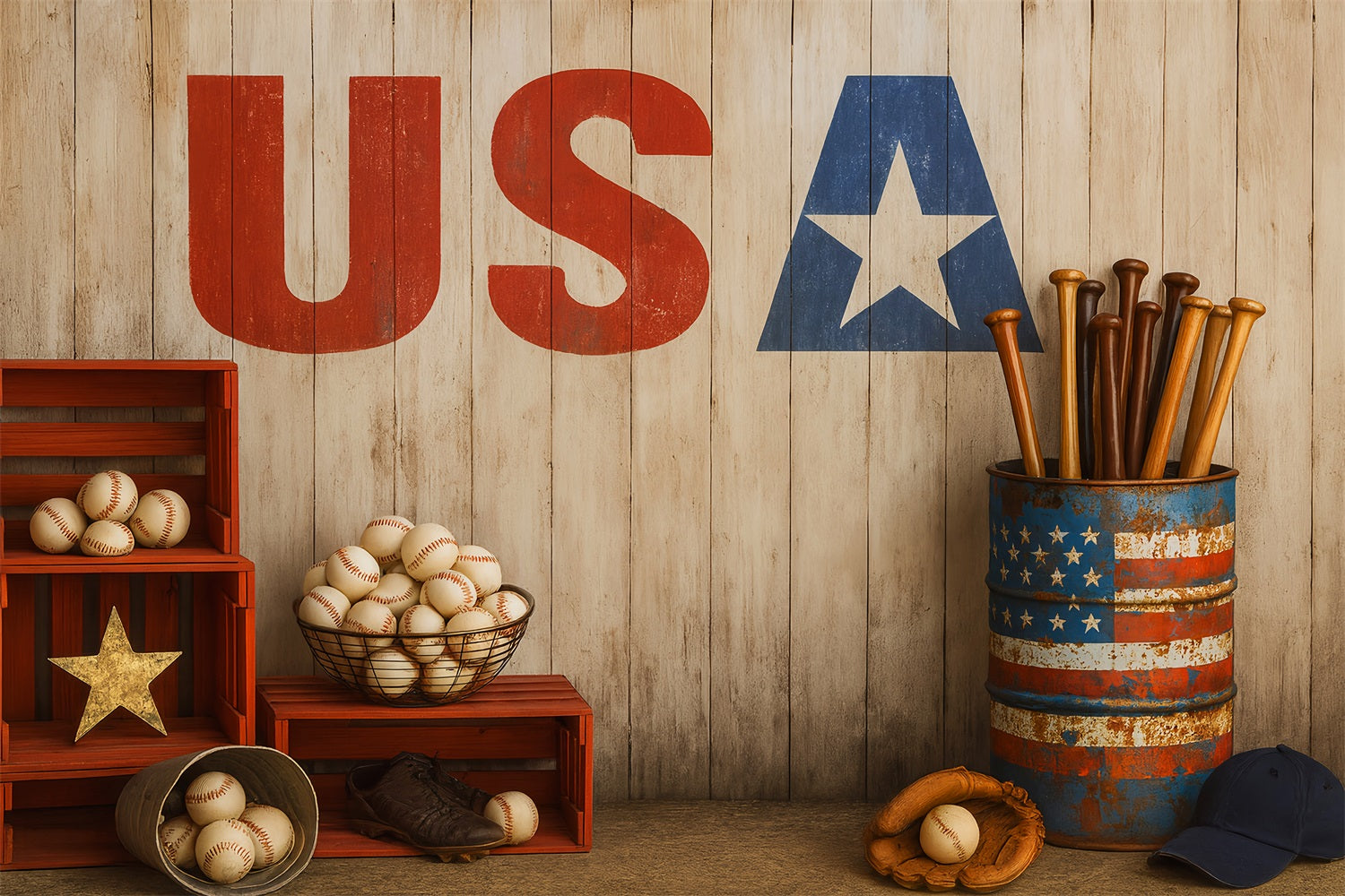 Baseball Backdrop Baseball USA Vintage Setup Sports Backdrops LXX59-348