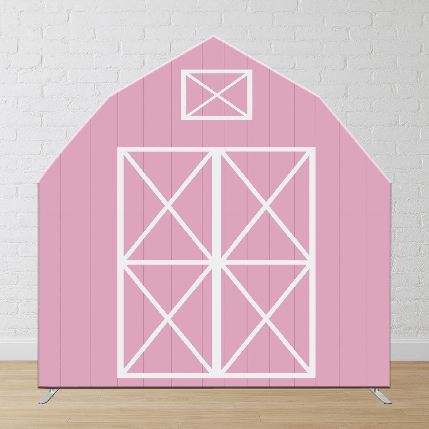 Custom Arch Backdrop Pink White Farm Barn Door Backdrops for Party LXX59-357