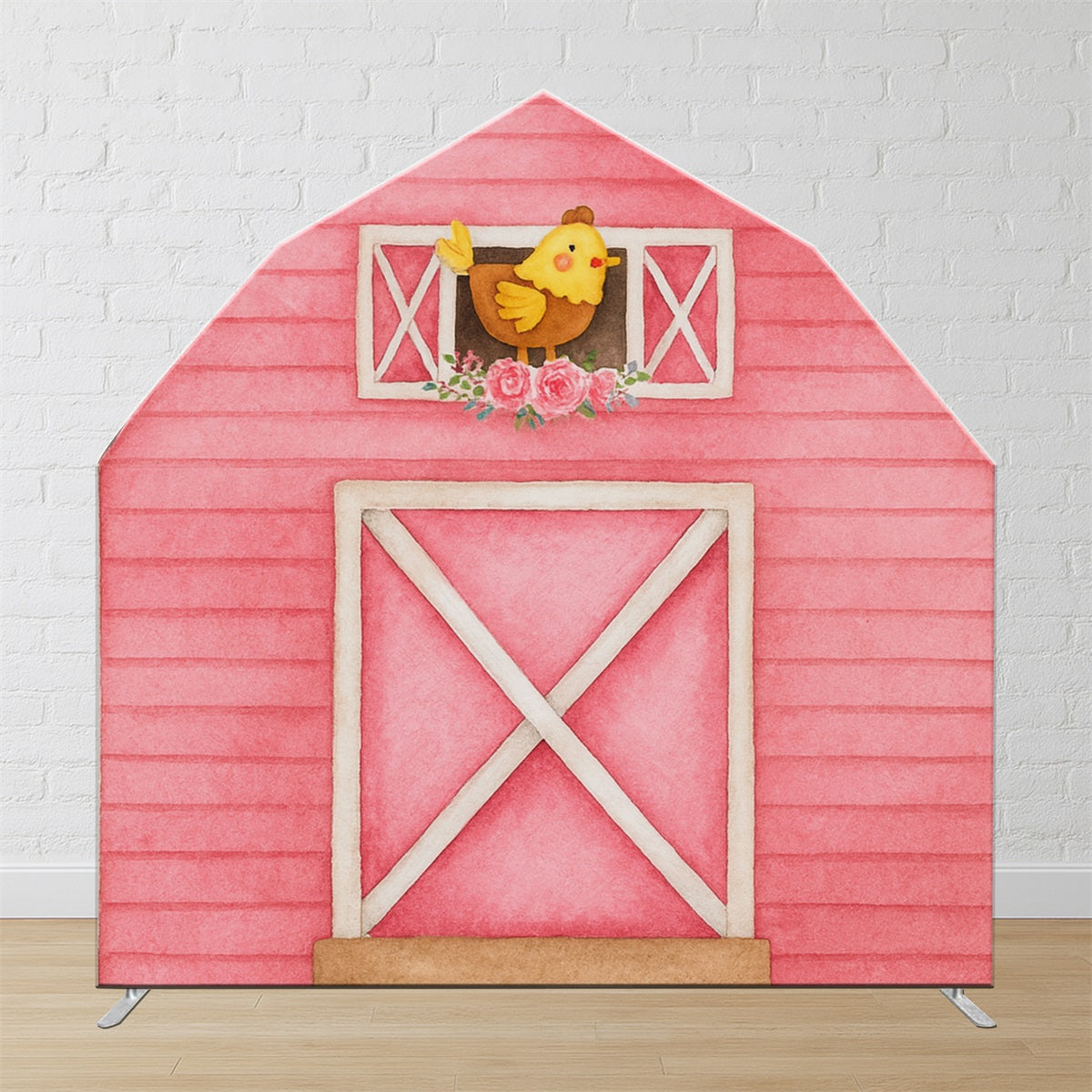 Arch Backdrop Chick Flower Pink Barn Door Custom Backdrop for Party LXX59-358