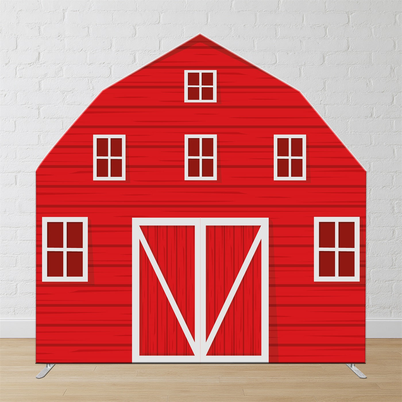 Arched Backdrop Rustic Red Farm House Door Backdrop for Party LXX59-359
