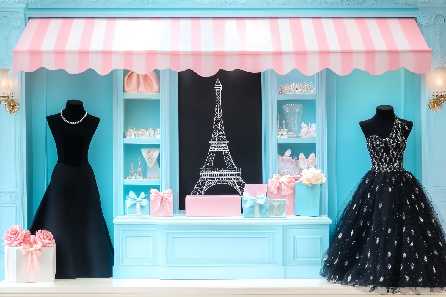 Paris Shop Backdrops Paris Boutique Fashion Display Paris Backdrops LXX59-36