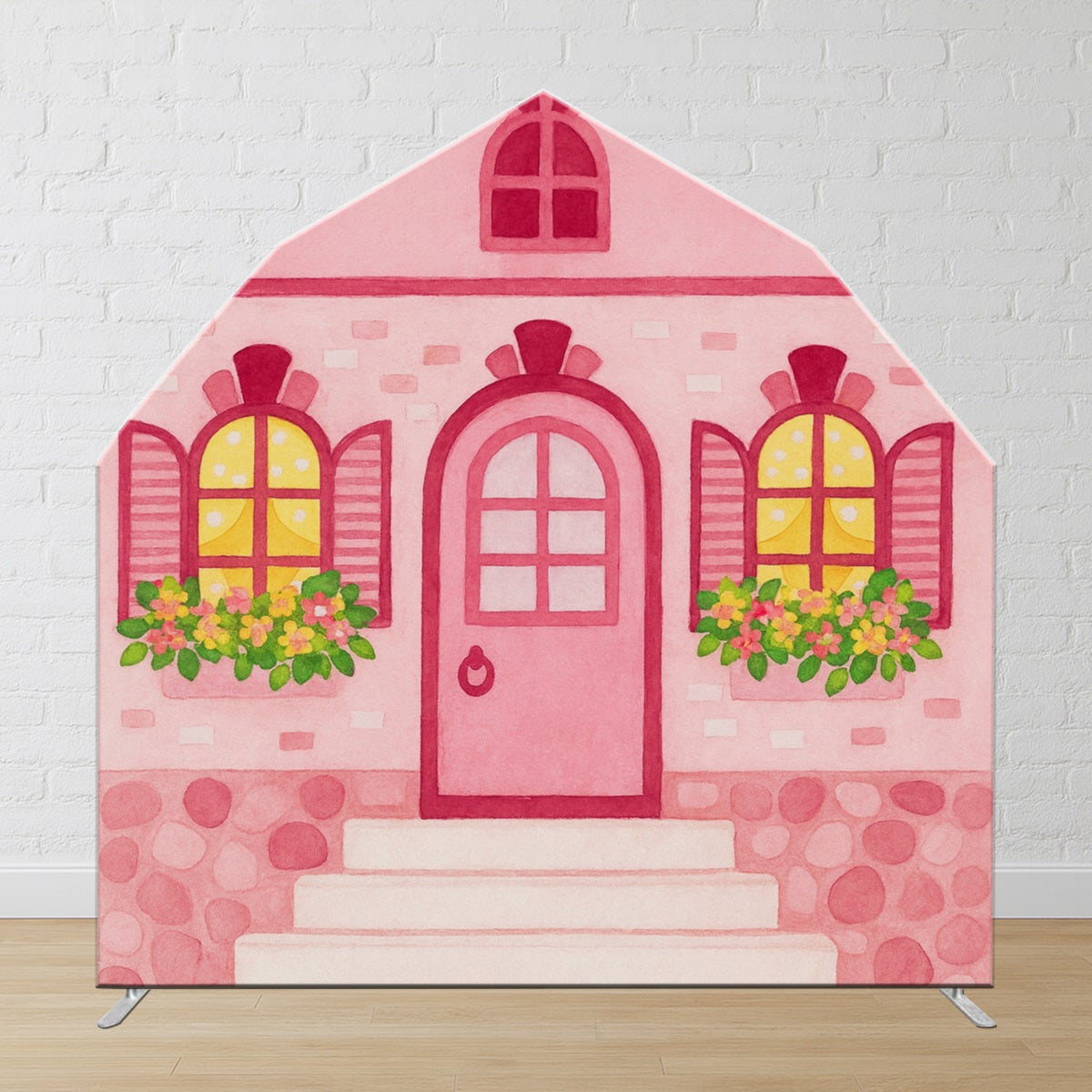 Arched Backdrop Pink Princess House Barn Door Backdrop for Party LXX59-364