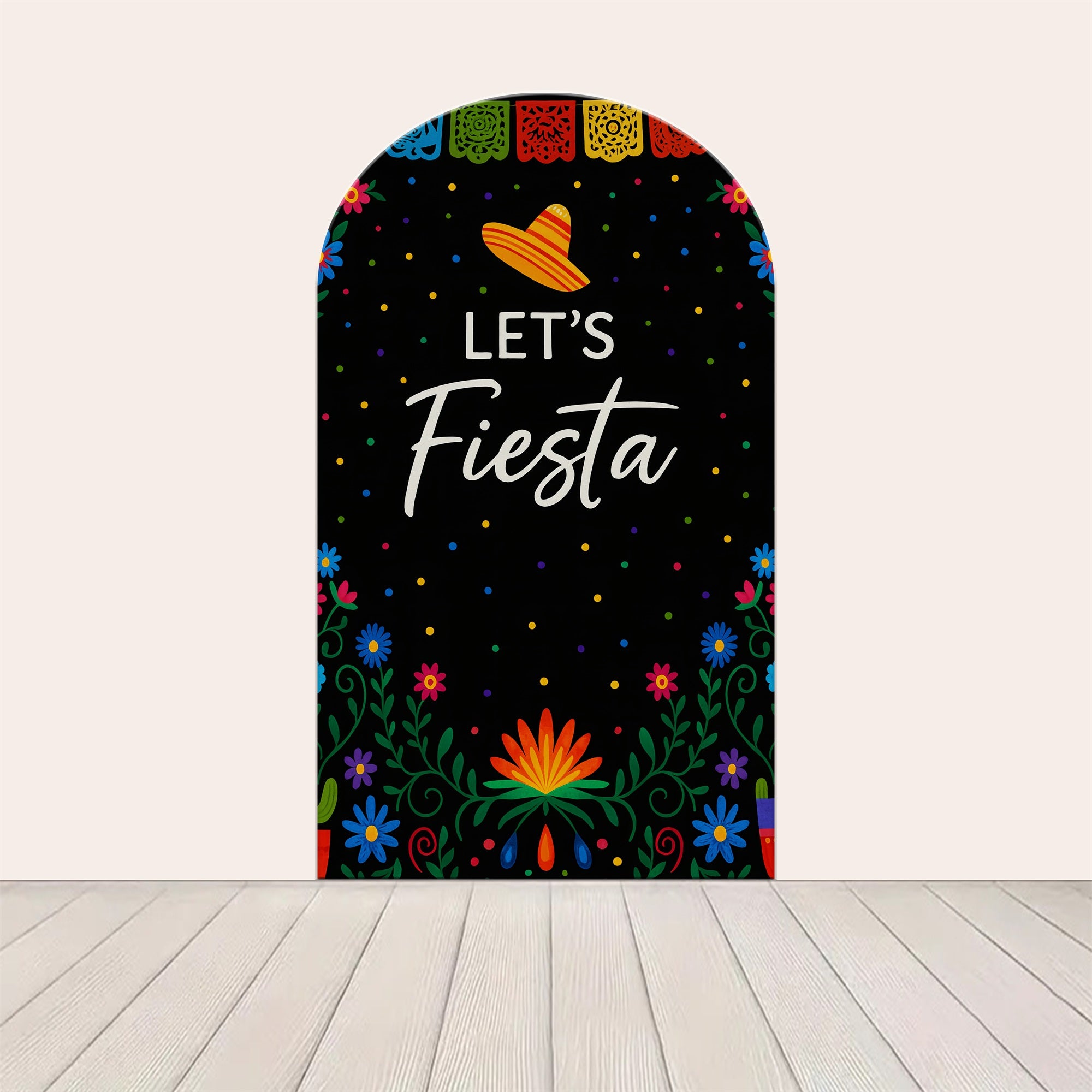 Arched Backdrop Fiesta Flower Mexican Holiday Backdrop for Party LXX59-369