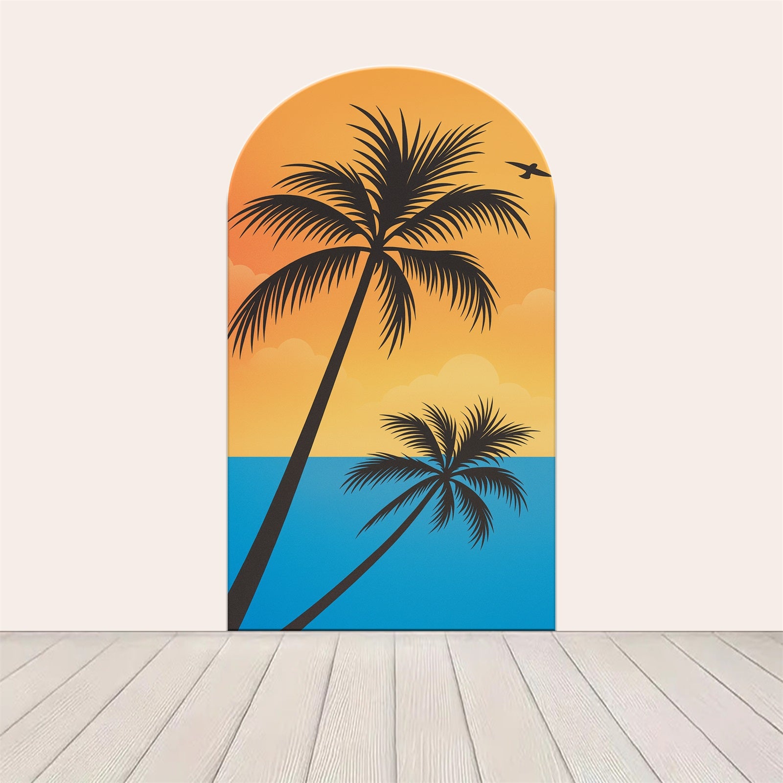 Arched Backdrop Summer Coconut Tree Sunset Backdrop for Party LXX59-379