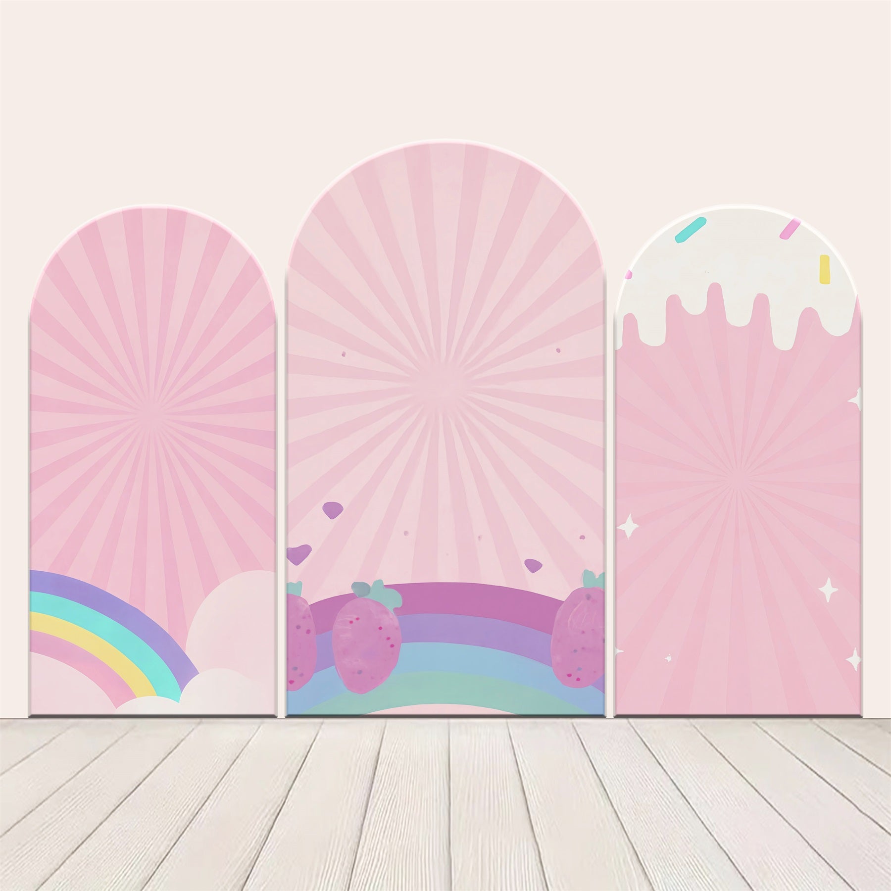 Arch Backdrop Kit Strawberry Rainbow Purple Stripe Party Backdrop LXX59-382