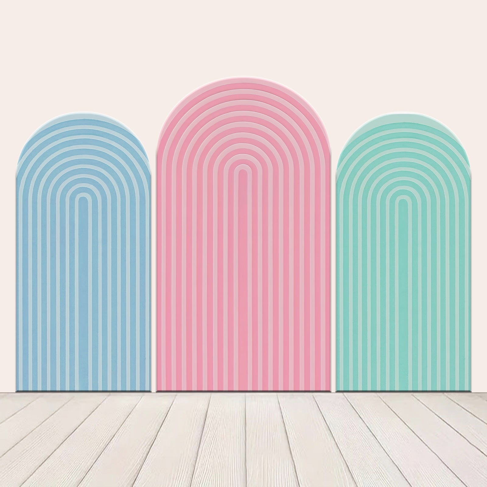 Arched Backdrop Kit Blue Pink Cyan Spiral Backdrop for Party LXX59-384