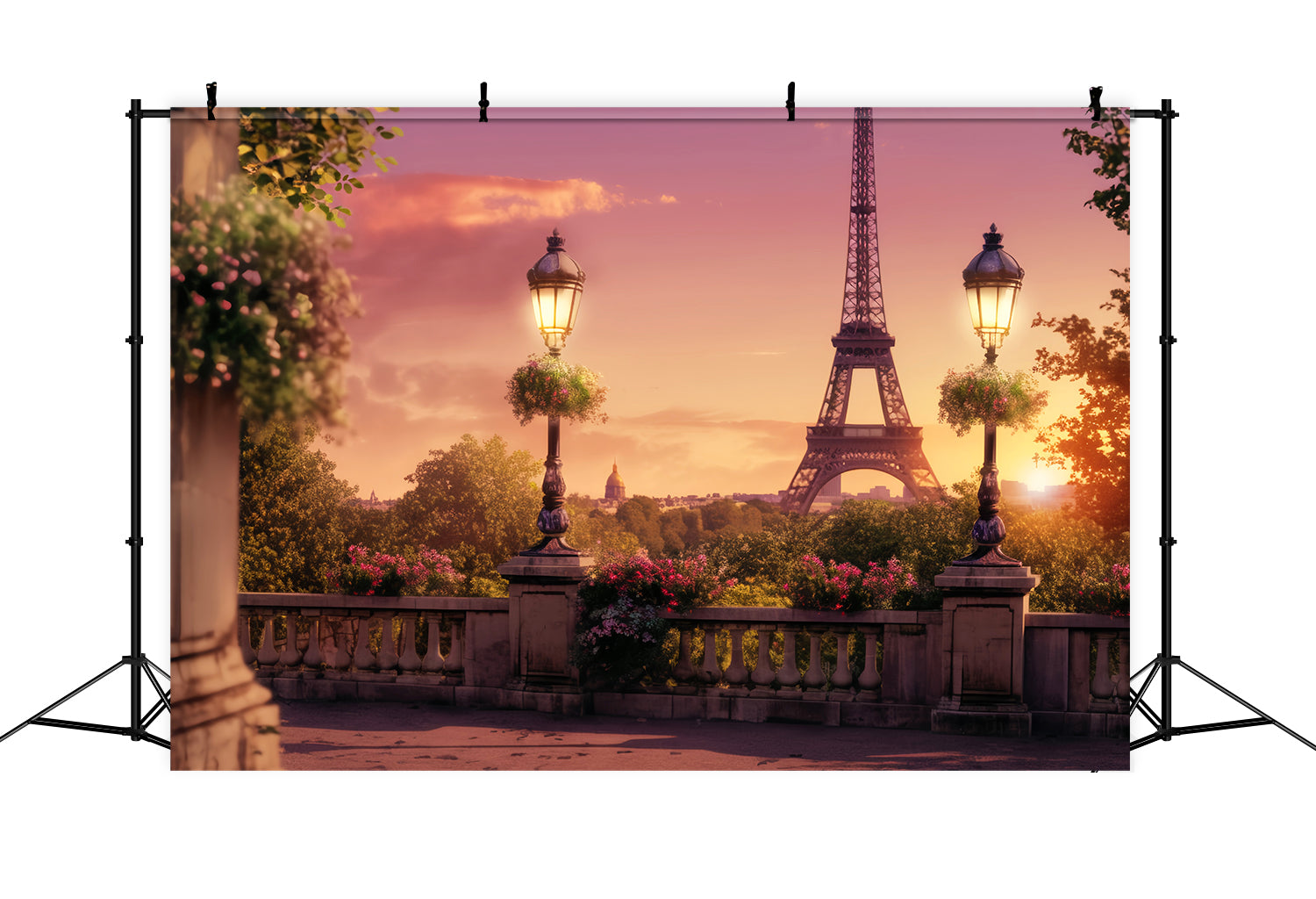 Paris Street Backdrops Eiffel Tower Sunset Balcony Paris Backdrop Ideas LXX59-40
