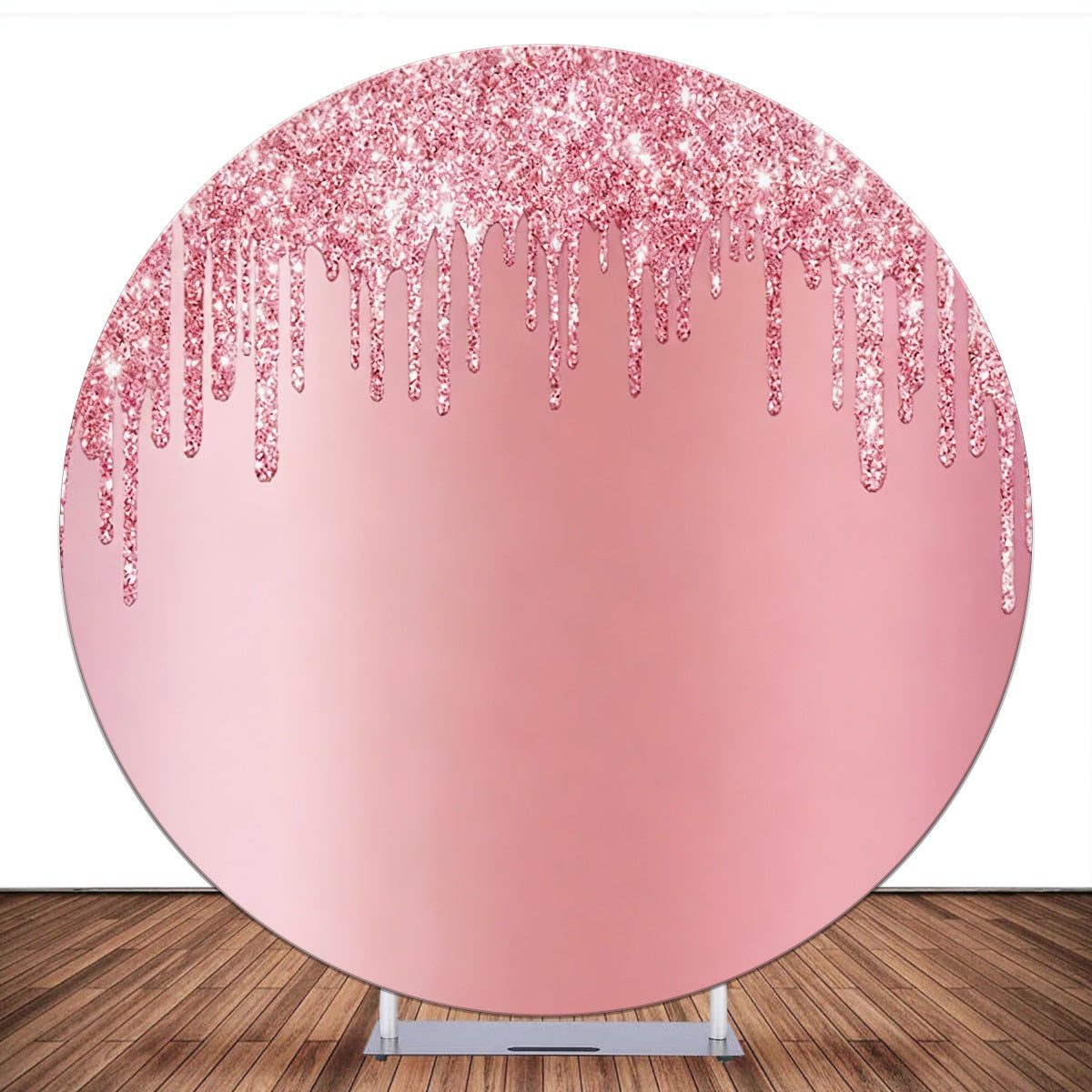 Pink Rip Button Backdrop Custom Round Backdrop Cover Pink Rose Glitter Backdrop for Party LXX59
