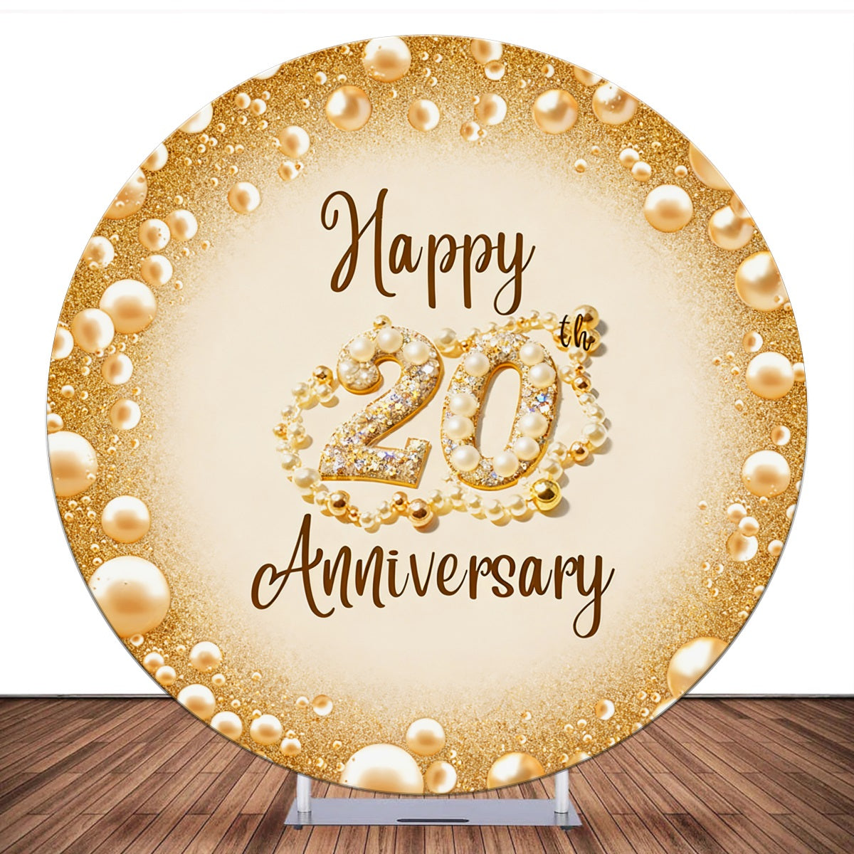 Custom Round Backdrop Cover Happy 20th Anniversary Party Backdrop LXX59-409
