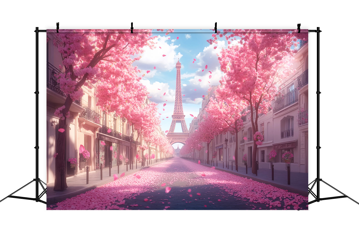Paris Street Backdrops Eiffel Tower Cherry Blossom Street Paris Backdrops LXX59-41