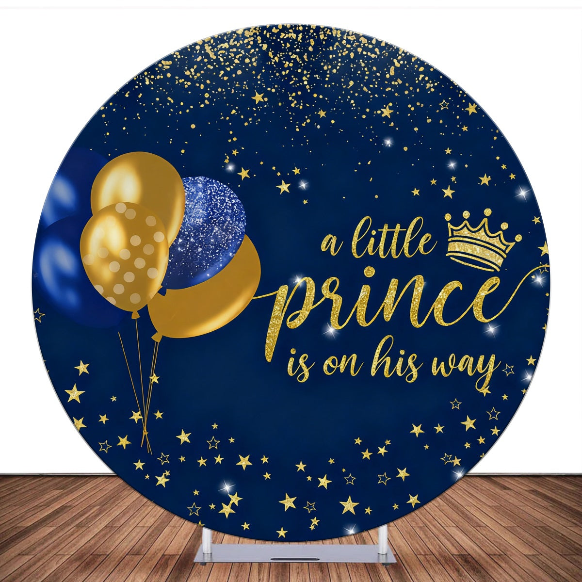 Custom Round Backdrop Glitter Balloon Royal Blue Baby Shower Backdrop LXX59-412