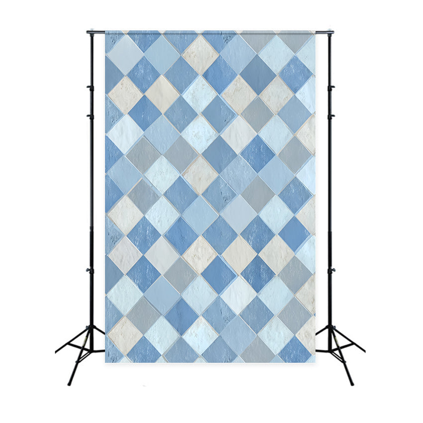 Portrait Studio Backdrop Blue Diamond Tile Pattern Family Portrait Backdrop LXX59-438