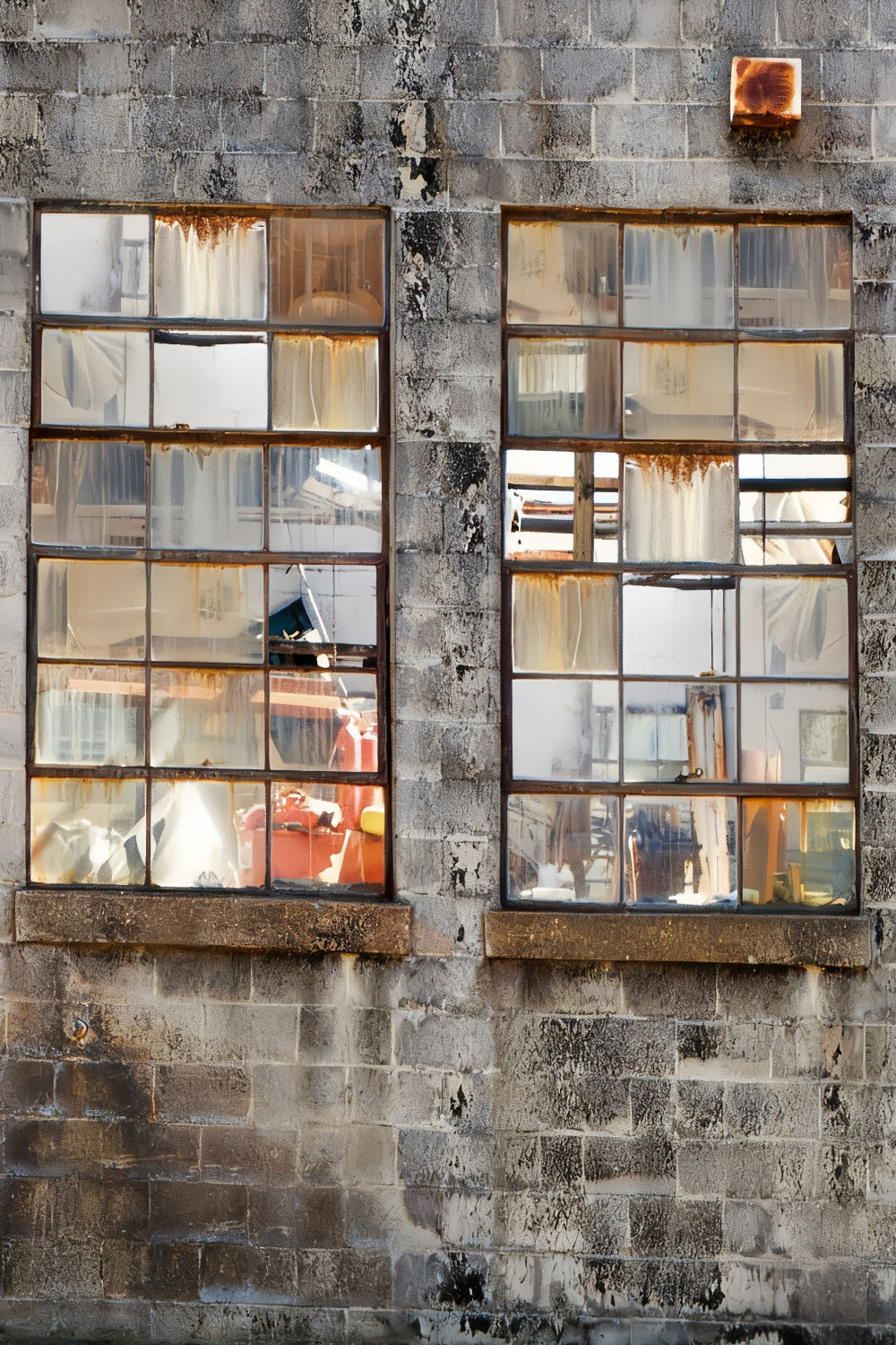 Concrete Backdrop Rusty Industrial Window Wall Family Portrait Backdrop LXX59-445