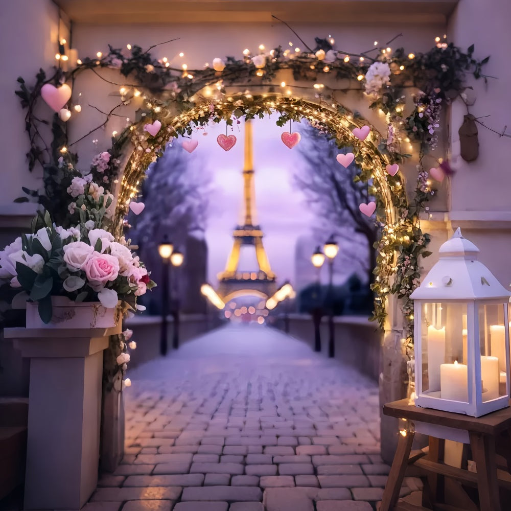 Paris Backdrops Romantic Eiffel Lantern Arch Paris Backdrop LXX59-45