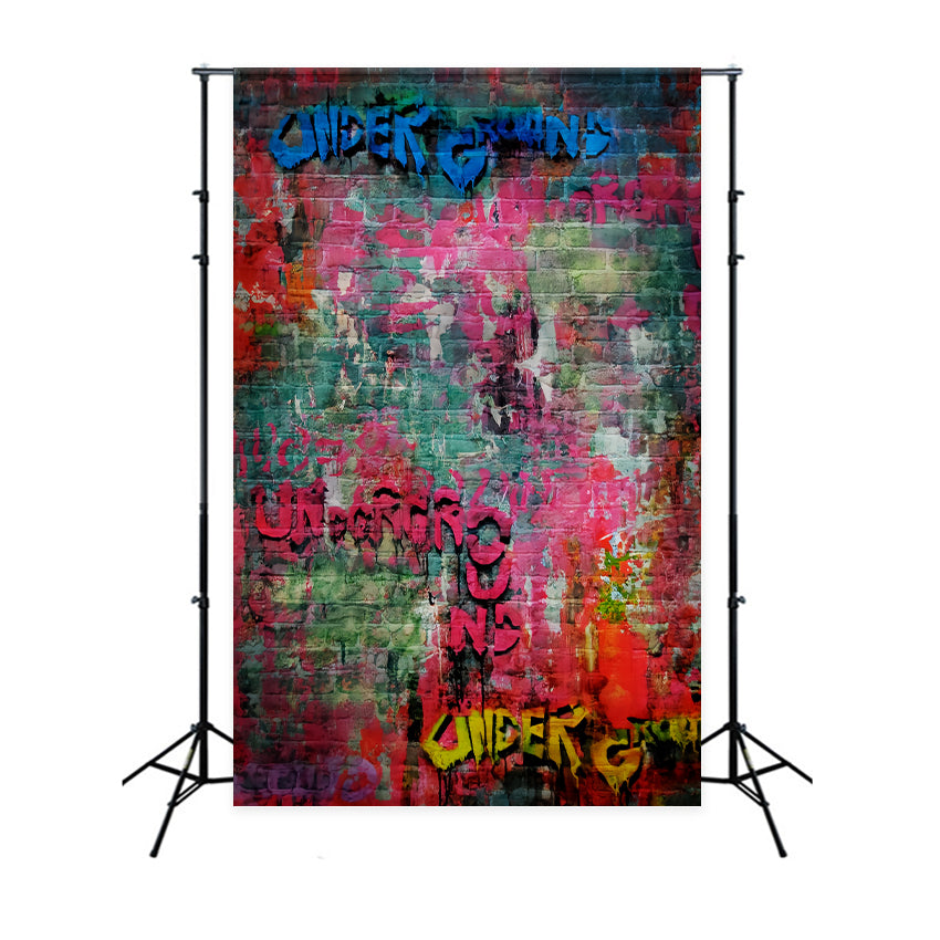 Concrete Photo Backdrop Colorful Urban Graffiti Wall School Portrait Backdrop LXX59-458
