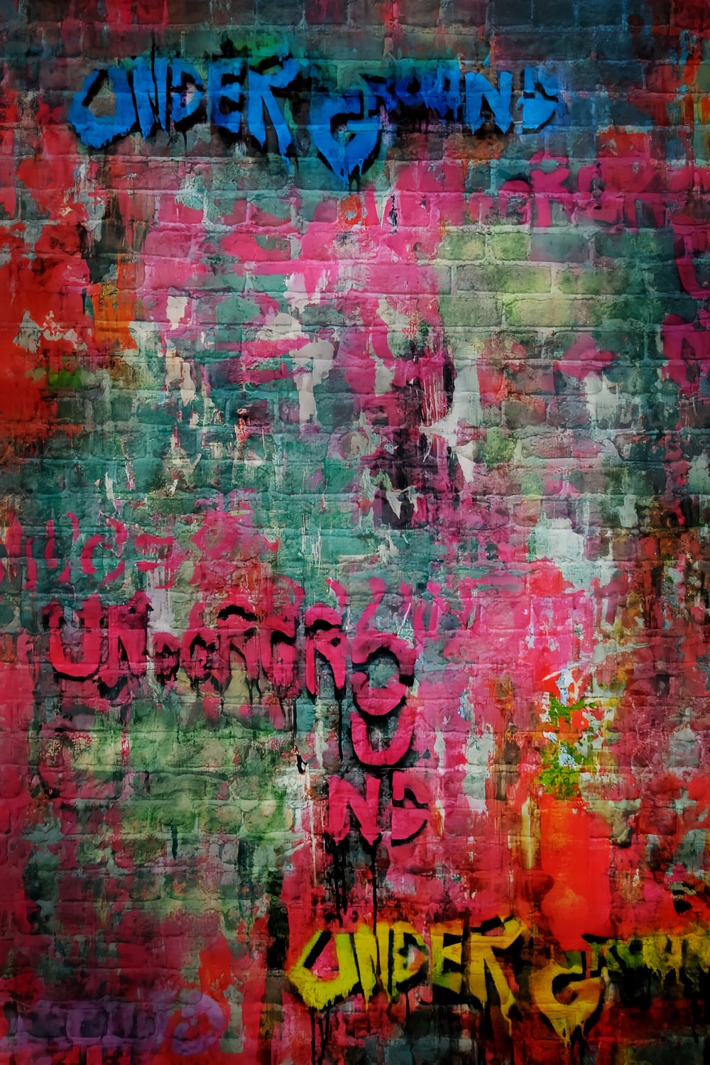 Concrete Photo Backdrop Colorful Urban Graffiti Wall School Portrait Backdrop LXX59-458
