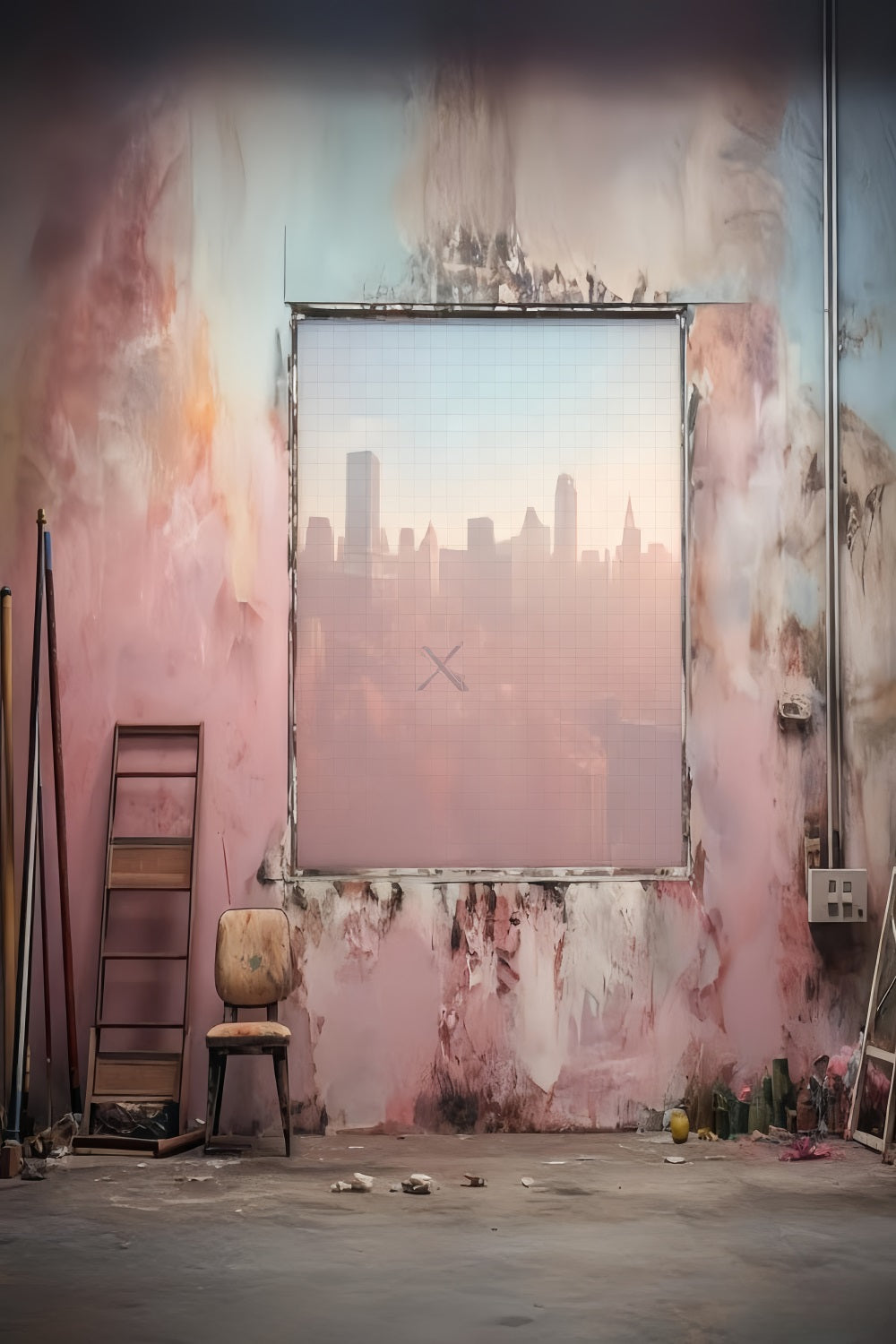 Portrait Photography Backdrop Urban Studio Pastel Wall Family Portrait Backdrop LXX59-463