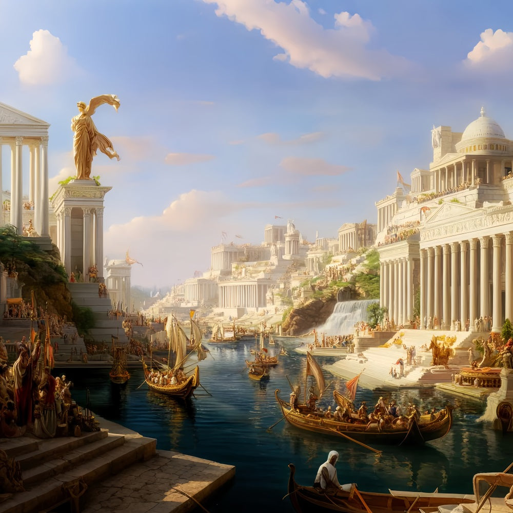Europe Backdrop Ancient Greek Harbor City European Backdrop LXX59-47